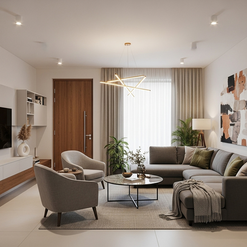 Architectural Living Room Design | Elegant Décor for 6*4m Space