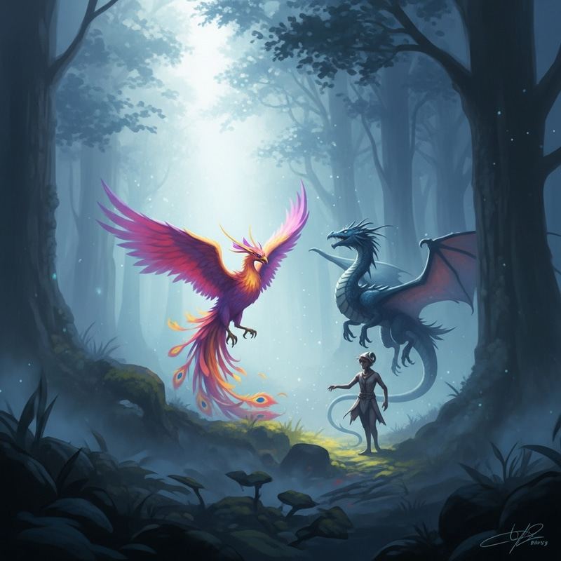 Mystical Creature Emerging from Misty Forest | Fantasy Art Mystical Creature Emerging from Misty Forest | Fantasy Art