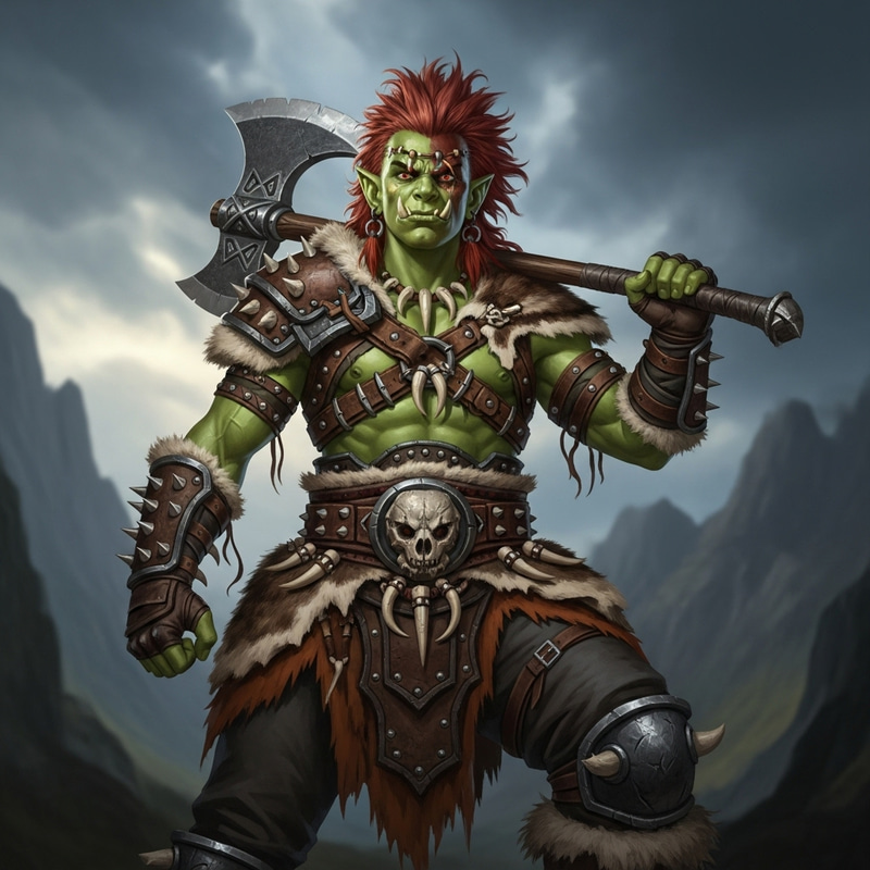 16-Year-Old Half-Orc Barbarian with Unique Appearance 16-Year-Old Half-Orc Barbarian with Unique Appearance