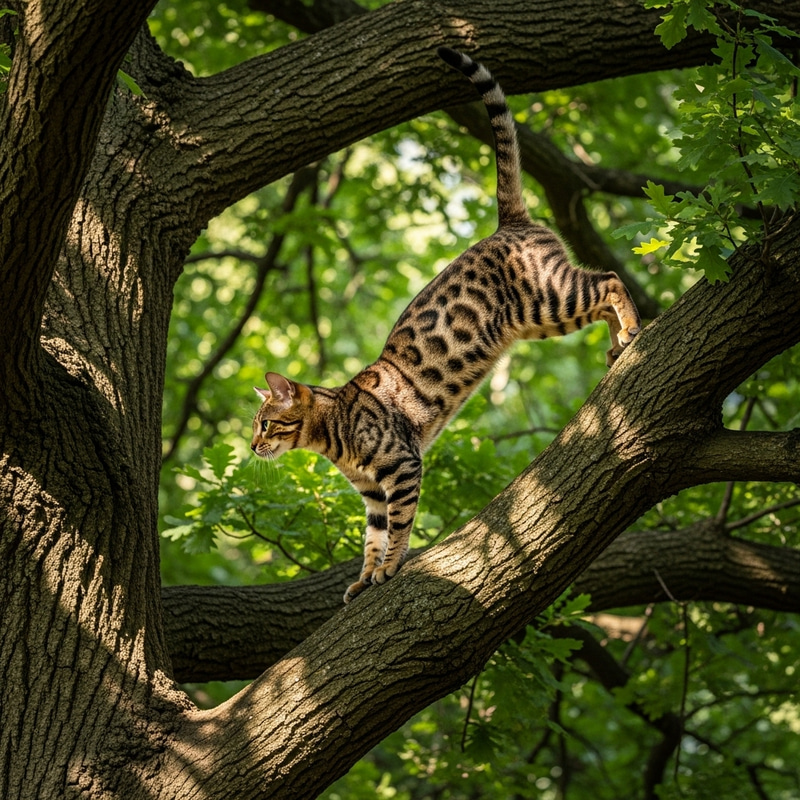 Playful Cat Jumping in Tree | Beautiful Nature Scene