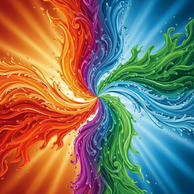 Abstract Transformation: Fire and Water Elements Abstract Transformation: Fire and Water Elements