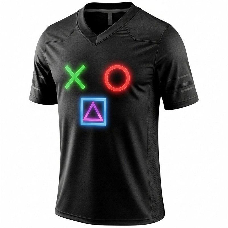 Neon PlayStation Button Black Football Jersey Neon PlayStation Button Black Football Jersey