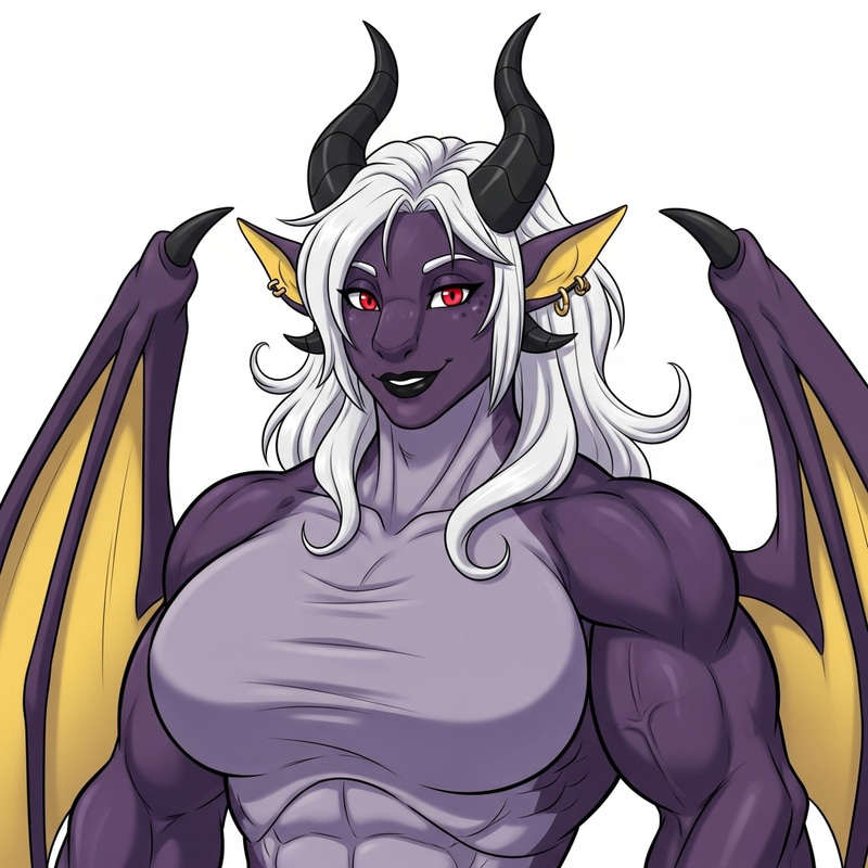 Full-Bodied Muscular Female Dragon in Dark and Light Purple Full-Bodied Muscular Female Dragon in Dark and Light Purple