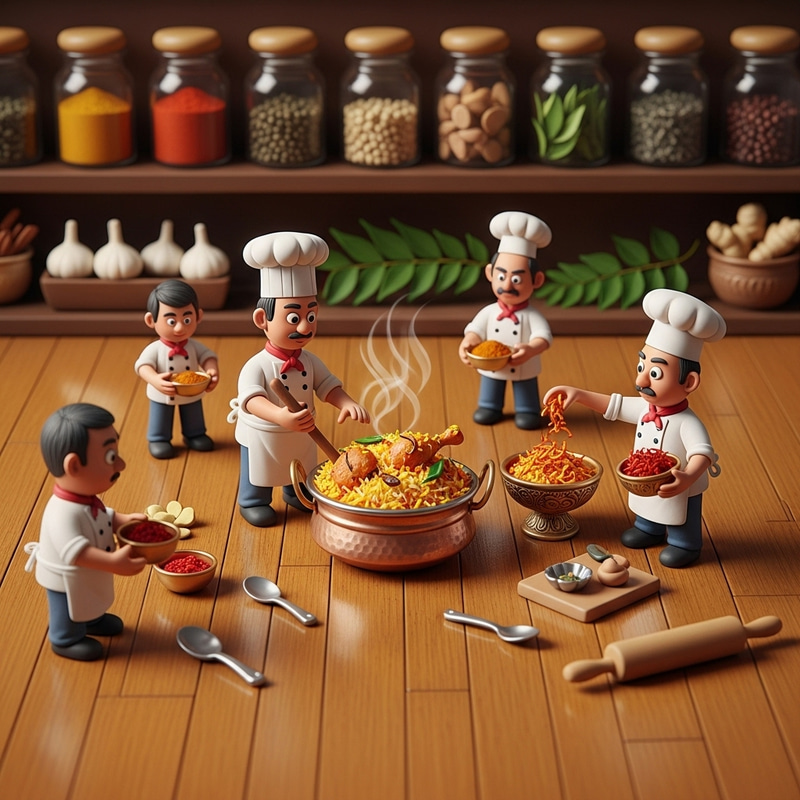 Tiny Chefs Cooking Chicken Biryani in Claymation Style Tiny Chefs Cooking Chicken Biryani in Claymation Style