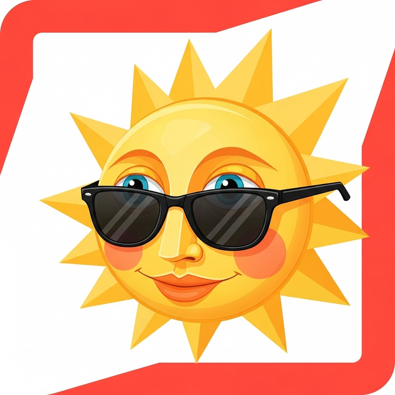 Modern Geometric Sunglasses Icon | Creative Smiling Sun