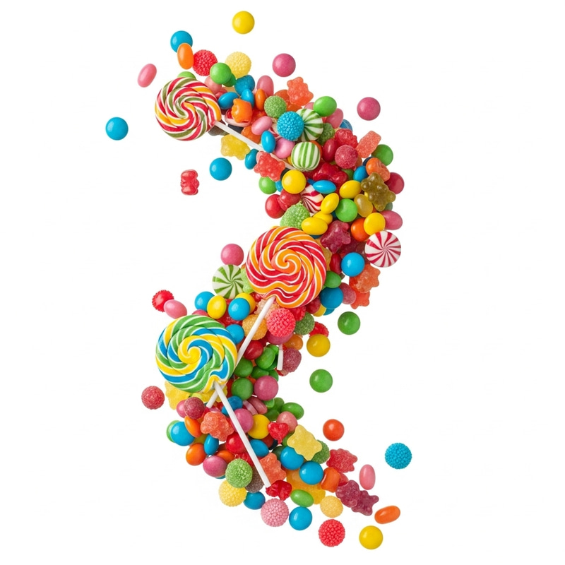 Vibrant Flying Candies in Ultra Realism Vibrant Flying Candies in Ultra Realism