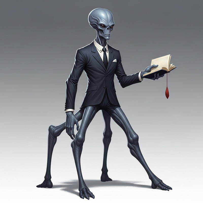 Realistic Alien with Grey Skin and Dress Jacket Realistic Alien with Grey Skin and Dress Jacket