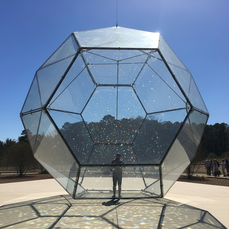 Large Clear Glass Dodecahedron | Stunning Cartoon Suspension Large Clear Glass Dodecahedron | Stunning Cartoon Suspension