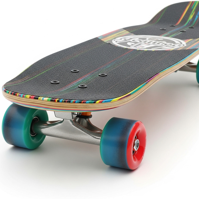 Detailed Multicolored Skateboard Image Detailed Multicolored Skateboard Image