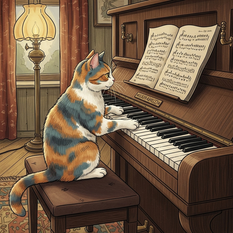 Cute Cat Playing Piano Cute Cat Playing Piano