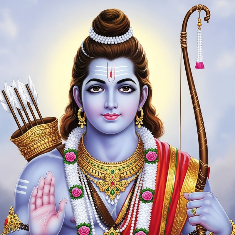 Sri Ram: Divine Hindu Deity with Blue Skin Sri Ram: Divine Hindu Deity with Blue Skin