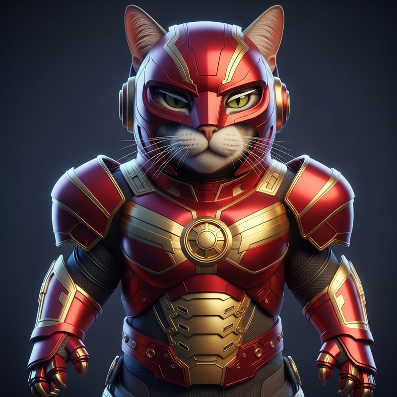 3D Animated Cat in Iron Man Costume