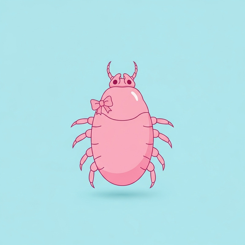 Charming Pink Head Louse with Bow - Minimalistic Art Charming Pink Head Louse with Bow - Minimalistic Art