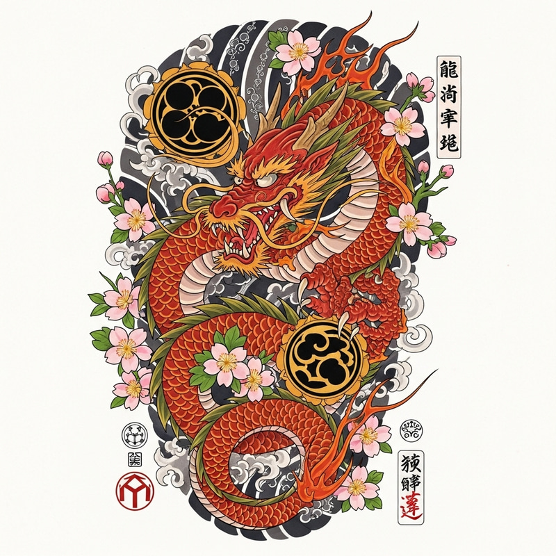 Japanese Tattoo Design - Elegant and Traditional Artwork