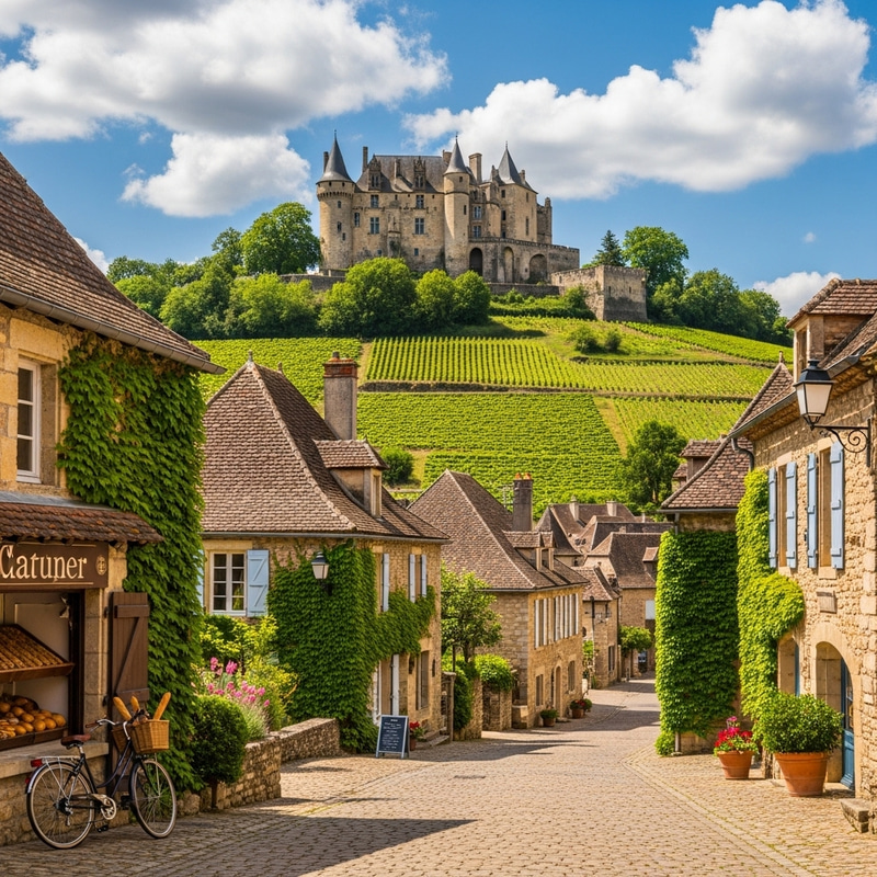Gorgeous French Village with Chateau and Vineyards