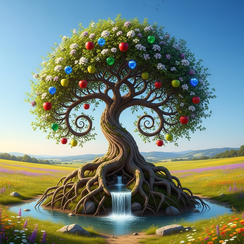 Unique Apple Tree in Full Bloom: Nature's Marvel Unique Apple Tree in Full Bloom: Nature's Marvel