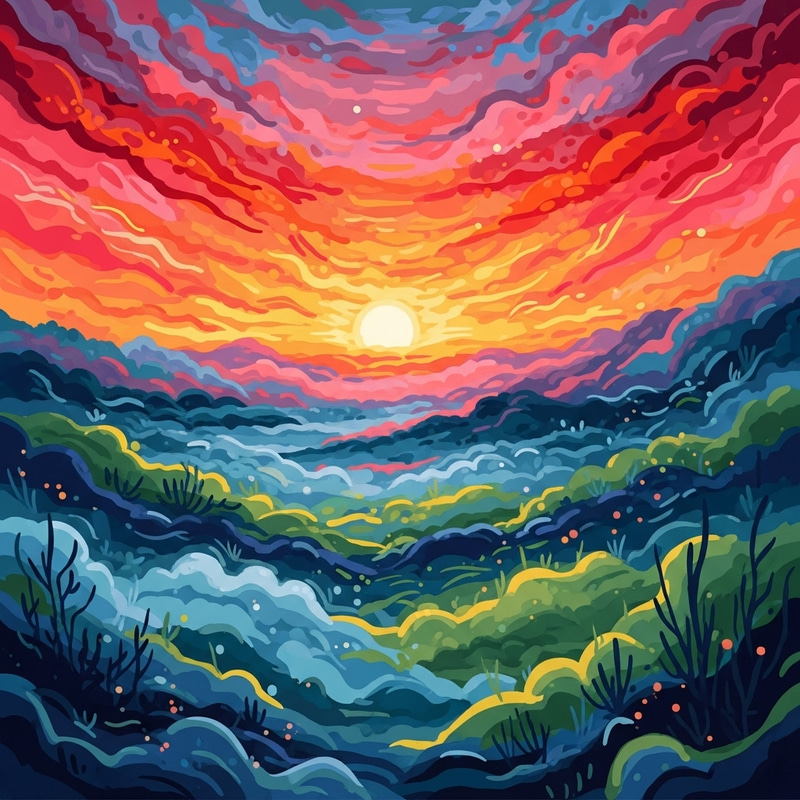 Vibrant Abstract Landscapes in Intricate Colors Vibrant Abstract Landscapes in Intricate Colors