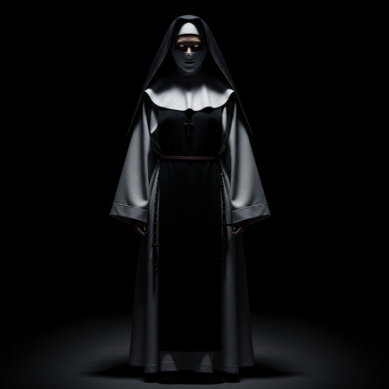 Scary Nun Silhouette in Dim Light Scary Nun Silhouette in Dim Light