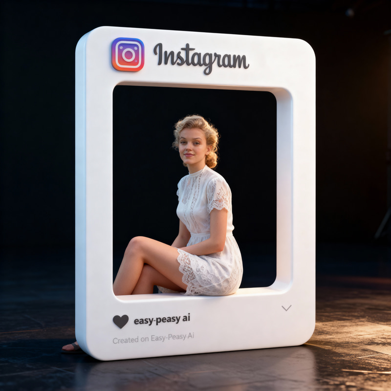 Stylish Portrait in 3D Instagram Frame Cutout
