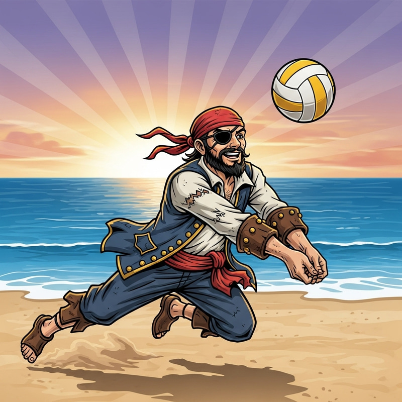 Pirate Beach Volleyball T-Shirt Design Pirate Beach Volleyball T-Shirt Design