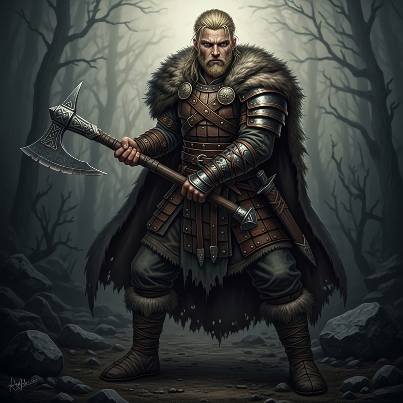 Young Blonde Viking Barbarian with Greataxe | Grimdark Style Young Blonde Viking Barbarian with Greataxe | Grimdark Style