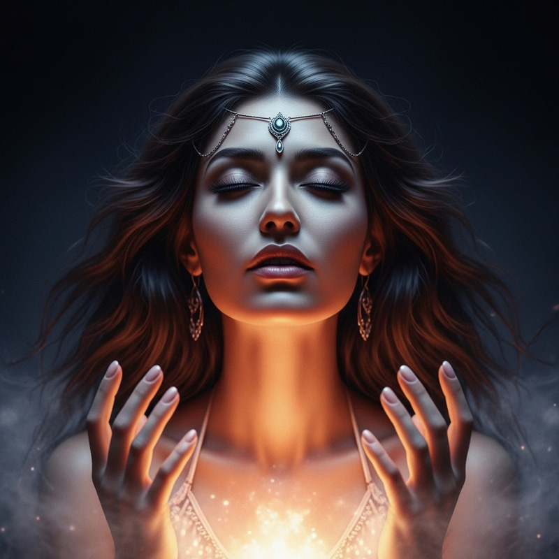 Divine Sorceress with Enchanting Glowing Light | Ethereal Symmetry Divine Sorceress with Enchanting Glowing Light | Ethereal Symmetry