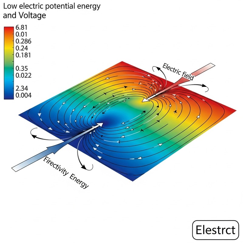 3D Graphic of Low Electric Potential Energy in Electric Field 3D Graphic of Low Electric Potential Energy in Electric Field