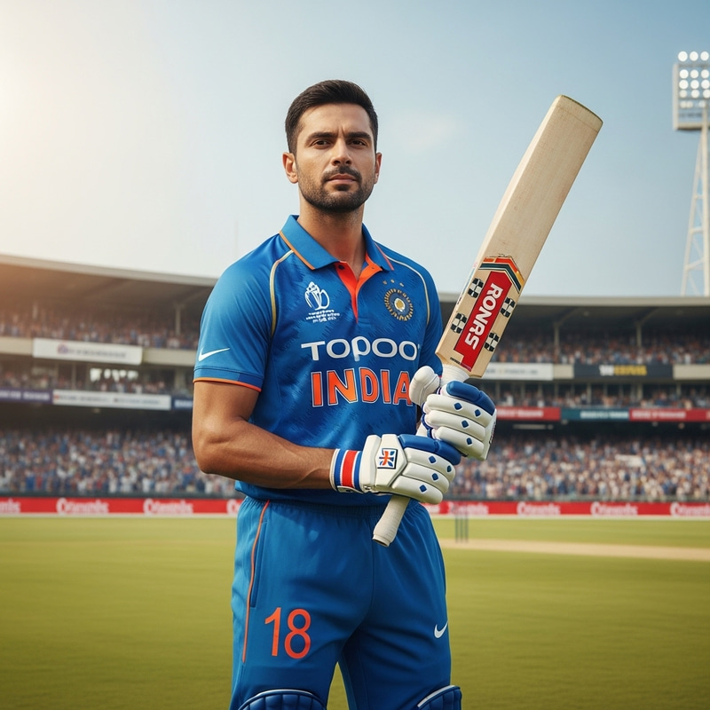 Virat Kohli: The Dominant No. 18 in Blue Cricket Uniform