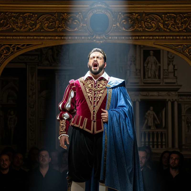 Passionate Tenor as Othello in Traditional Italian Attire Passionate Tenor as Othello in Traditional Italian Attire