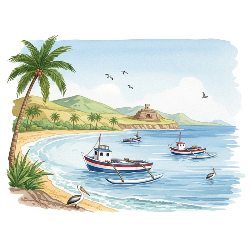 Watercolor Landscape of Peru's North Coast Watercolor Landscape of Peru's North Coast