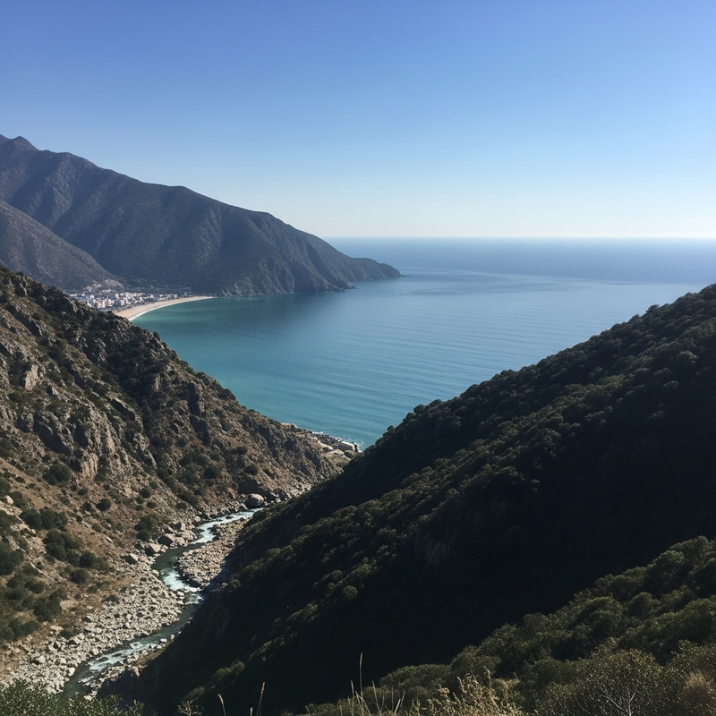 Calm Mountain River to Tranquil Ocean: Serene Landscape