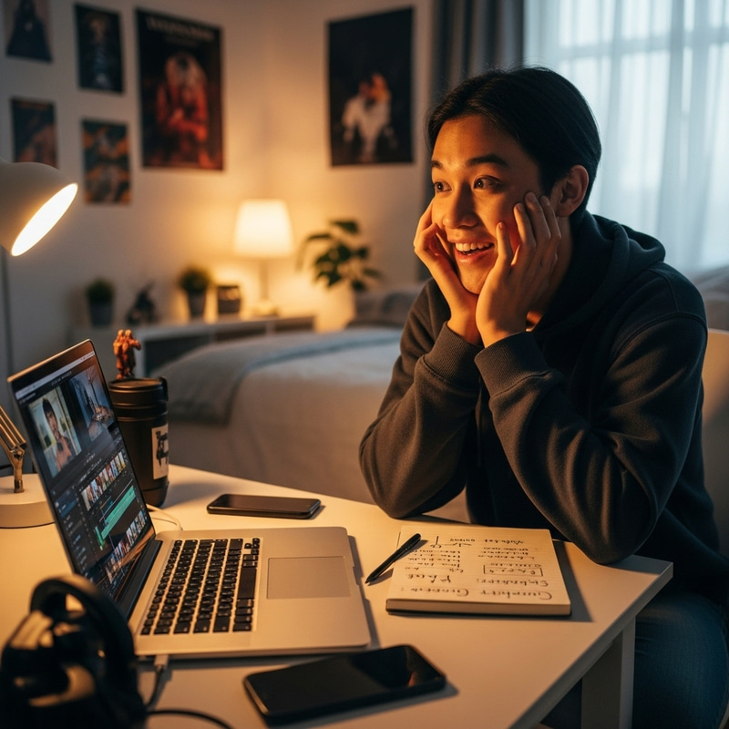 Excited Asian Vlogger: My First Vlogs Journey Begins Excited Asian Vlogger: My First Vlogs Journey Begins