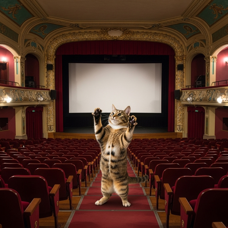 Cat Dance Spectacle in Vintage Cinema Cat Dance Spectacle in Vintage Cinema