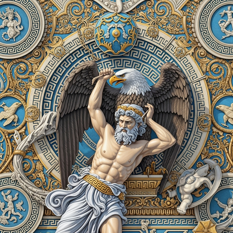 Myth of Prometheus and Eagle: Classical Greek Art in Vibrant Colors