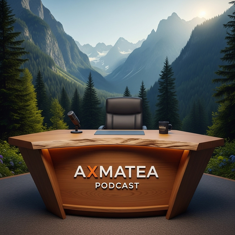 Host Talk Desk in Forest | Mountains View | AXMATEA PODCAST