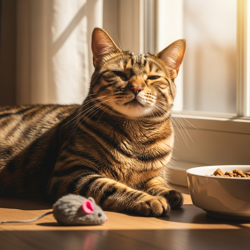 Happy Cat Basking in Afternoon Sunlight Happy Cat Basking in Afternoon Sunlight