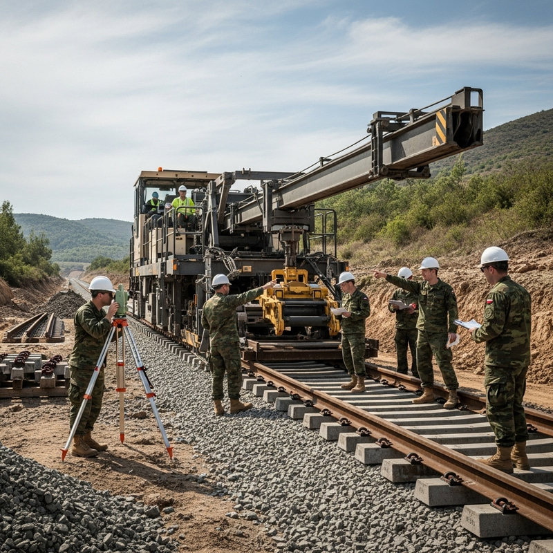Military Railway Engineers Oversee Track Construction Military Railway Engineers Oversee Track Construction