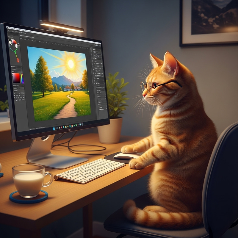Cat Editing with Photoshop on a PC - A Charming Scene Cat Editing with Photoshop on a PC - A Charming Scene