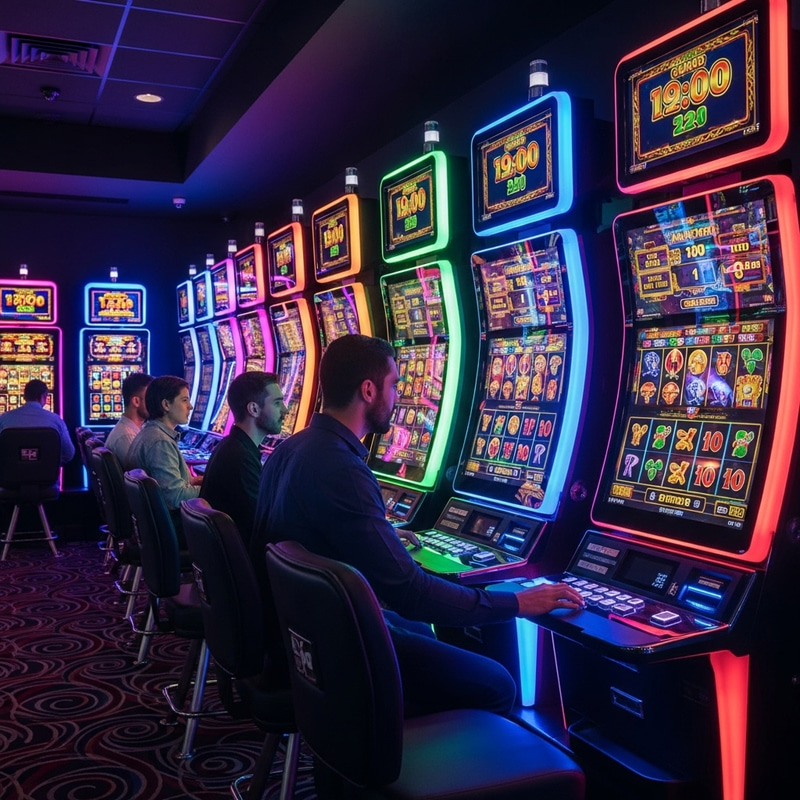 Futuristic Slot Machines in a Grand Casino | High-Tech Gaming Experience Futuristic Slot Machines in a Grand Casino | High-Tech Gaming Experience