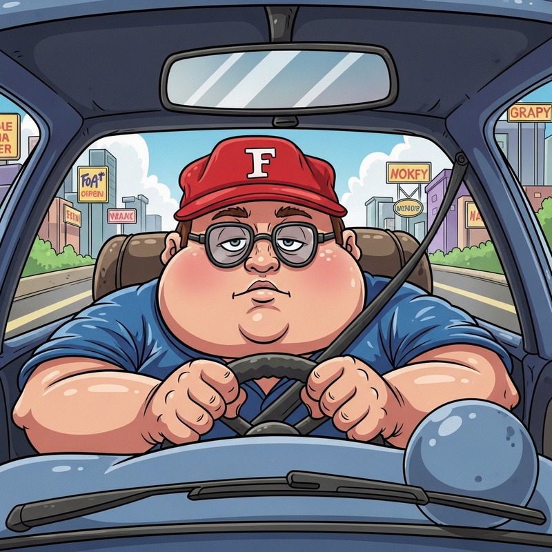 Cartoon Chubby Driving Cars in Animated Style Cartoon Chubby Driving Cars in Animated Style