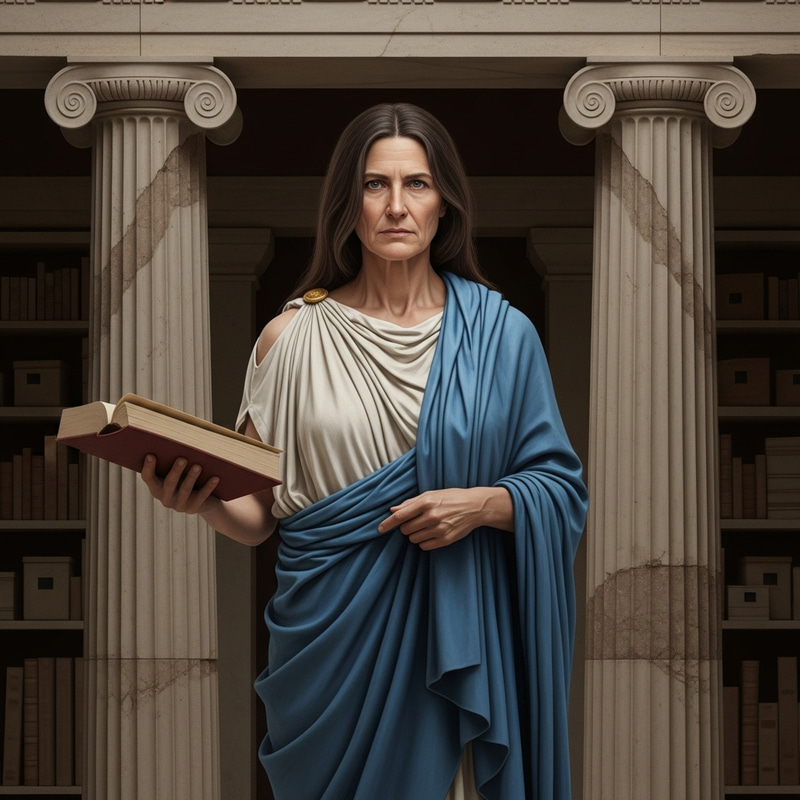 Ancient Greek Philosopher Woman in Library