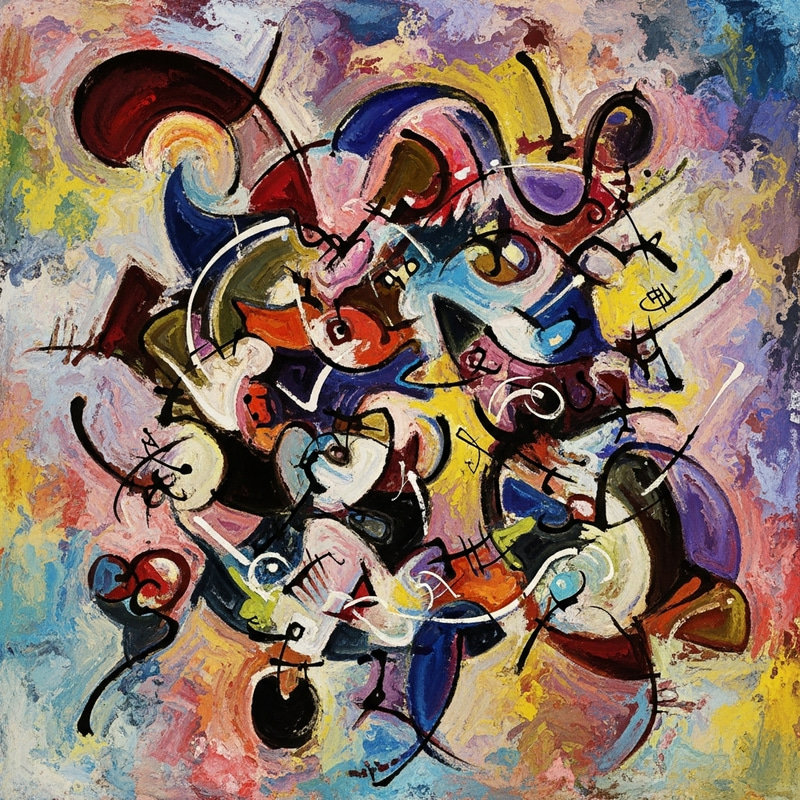 Vibrant Colors & Shapes Inspired by Kandinsky: Dynamic Abstract Expressionism
