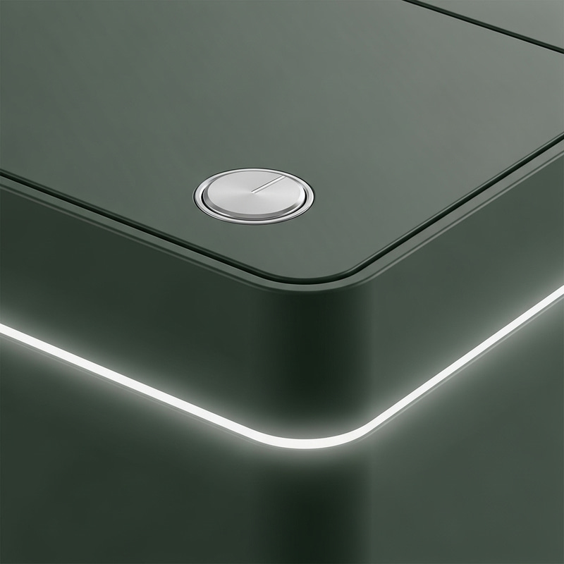 Dark Green Trash Bin with Central Button Dark Green Trash Bin with Central Button