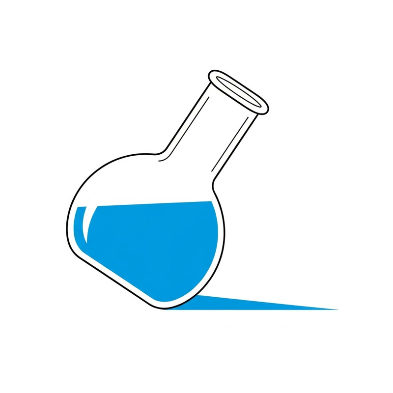 Blue Solution Pouring from Beaker on White Background Blue Solution Pouring from Beaker on White Background
