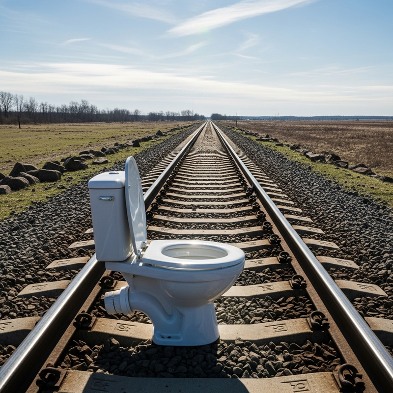 Toilet Seat by Railway Tracks: Quirky Outdoor Setting Toilet Seat by Railway Tracks: Quirky Outdoor Setting