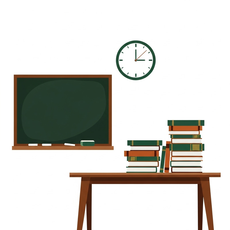 Minimalist Representation of Education: Chalkboard, Books & Desk Minimalist Representation of Education: Chalkboard, Books & Desk