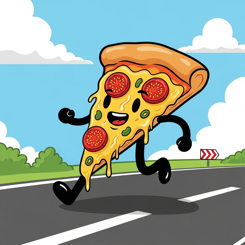 Exciting Pizza in Animated Style - Vibrant & Bold Digital Painting Exciting Pizza in Animated Style - Vibrant & Bold Digital Painting
