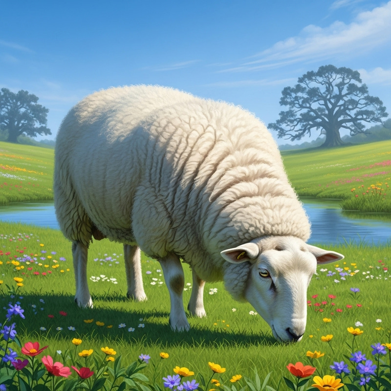 Tranquil Sheep Grazing in a Beautiful Countryside Scene Tranquil Sheep Grazing in a Beautiful Countryside Scene