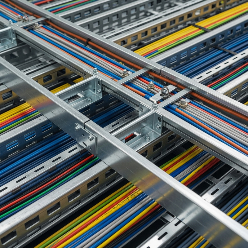 Clear Image of Cable Tray with Cables for Wire Organization Clear Image of Cable Tray with Cables for Wire Organization