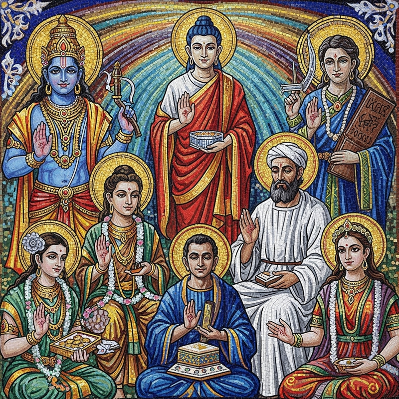 Religious Deities Mosaic - Interfaith Harmony